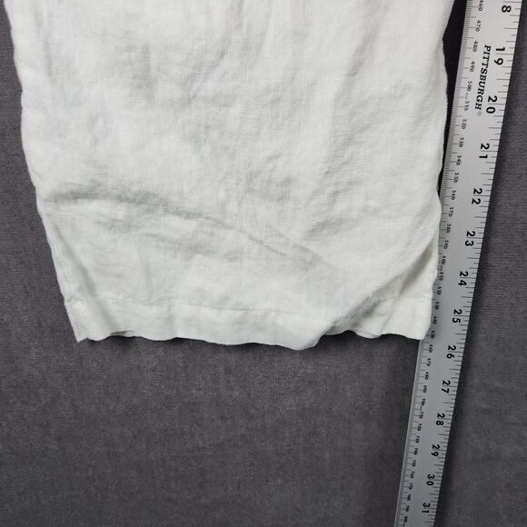 M Rena Linen Pants Women's Sz Large Blend Wide Slit Leg Distressed Look USA Made - Picture 6 of 12